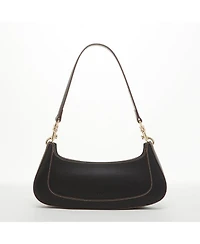 Susu Leather Baguette Bag Small 90s Shoulder Bag Black East West Handbag Y2K Underarm Minimalist Small Purse for Everyday & Evening
