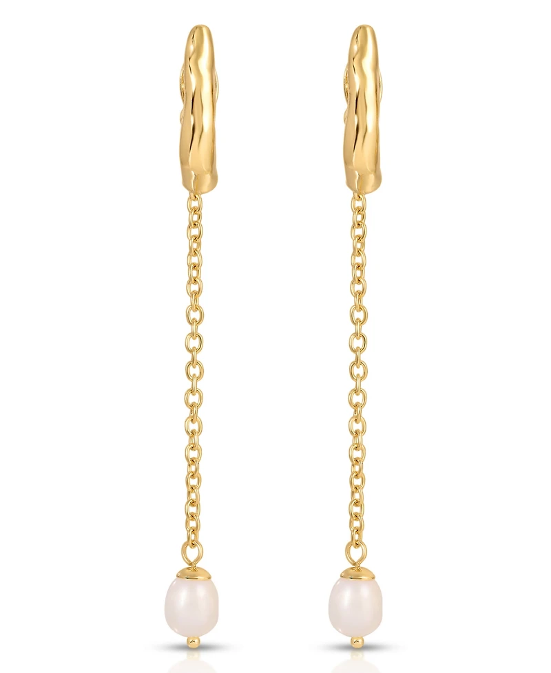 Ettika Linear Lux Cultivated Pearl Drop Earrings