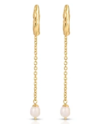 Ettika Linear Lux Cultivated Pearl Drop Earrings