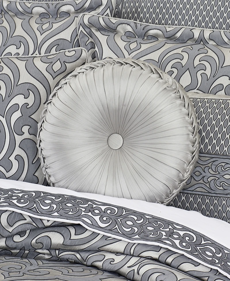 J Queen New York Bolero Pewter Tufted Decorative Pillow, 15" Round