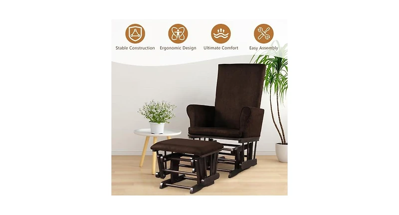 Baby Nursery Relax Rocker Rocking Chair Glider & Ottoman Set
