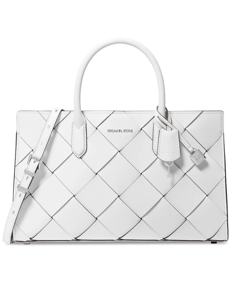 Michael Kors Scarlett Medium Woven Leather East West Satchel