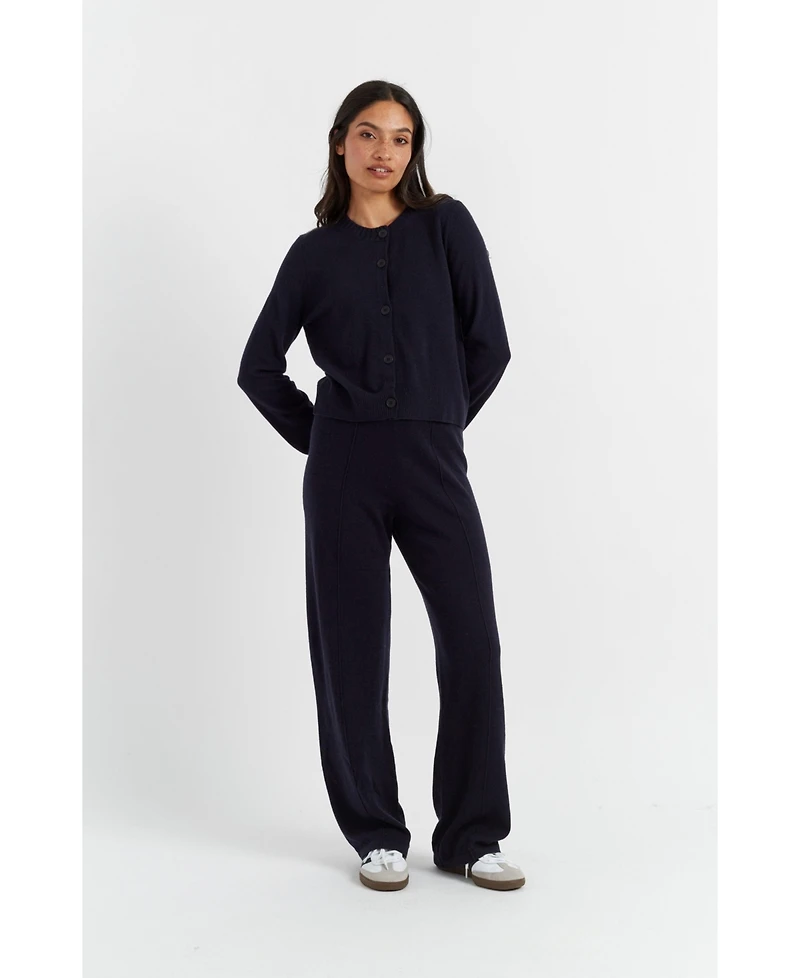 Chinti & Parker Women's Wool Cashmere Blend Crew Neck Cropped Cardigan
