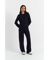 Chinti & Parker Women's Wool Cashmere Blend Crew Neck Cropped Cardigan