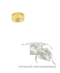 Adornia Tarnish Resistant Gold Crystal Clover Band Ring