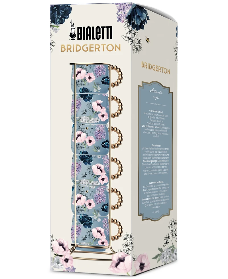 Bialetti Bridgerton Stackable Porcelain Cups, Set of 6