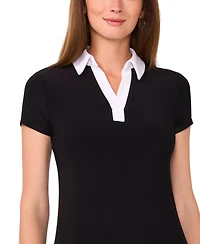 Msk Petite Spread-Collar Short-Sleeve Shift Dress