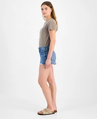 Lucky Brand Women's High Rise Frayed-Hem Denim Mom Shorts