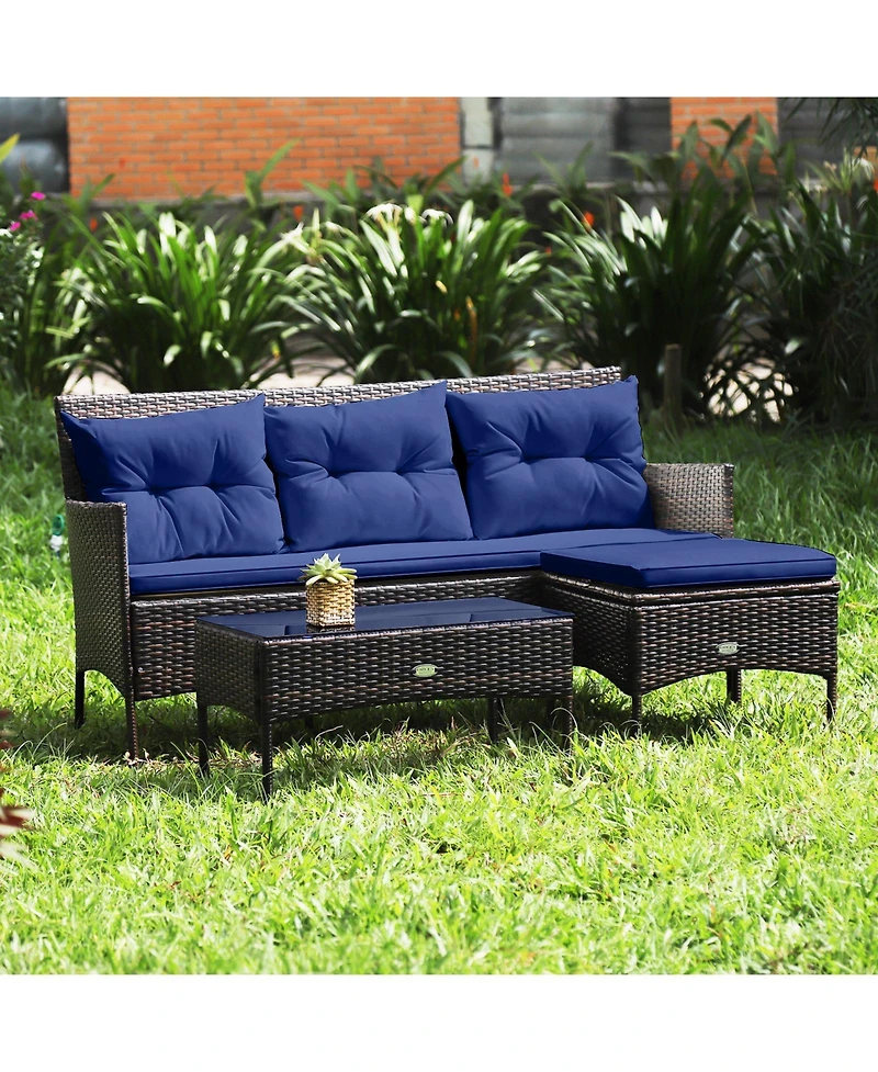 Slickblue Modular 3-Piece Patio Sectional Sofa Set with Thick Cushions – Ideal for Backyard or Porch Lounging