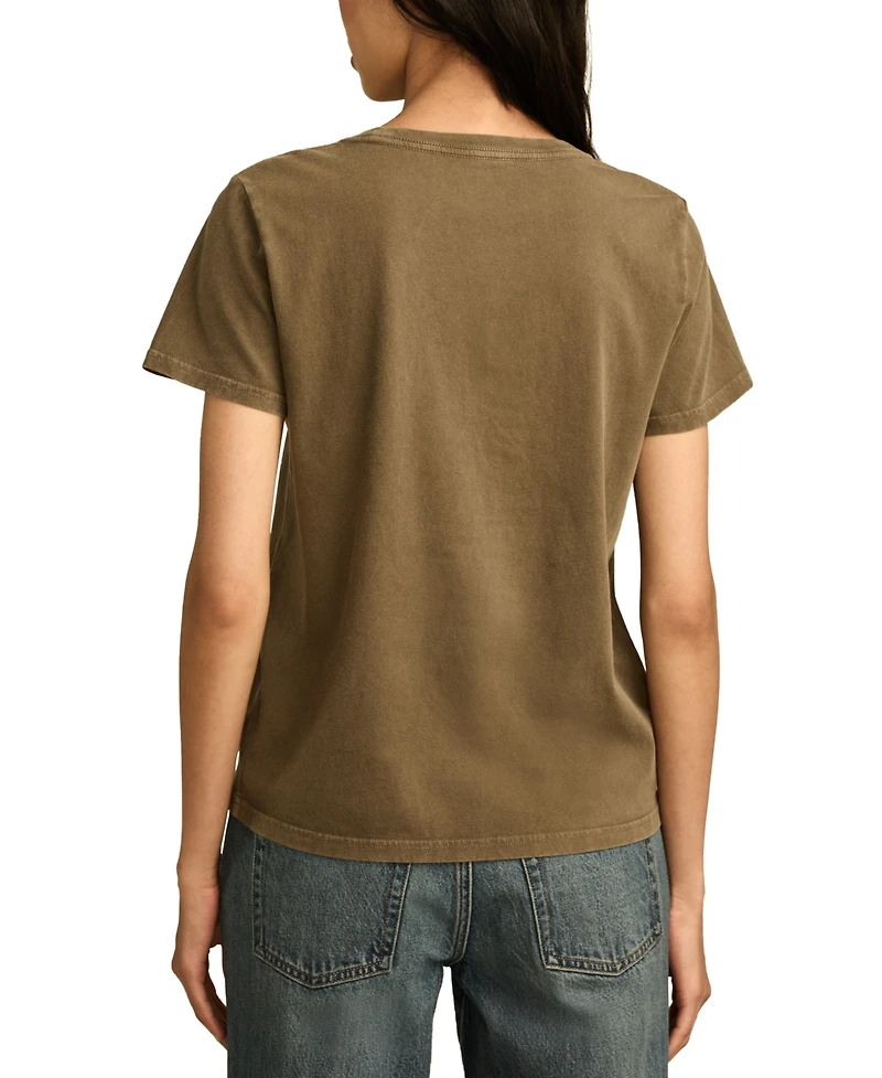 Lucky Brand Women's Cotton Don't Stop Believin' Sequin Crewneck Tee