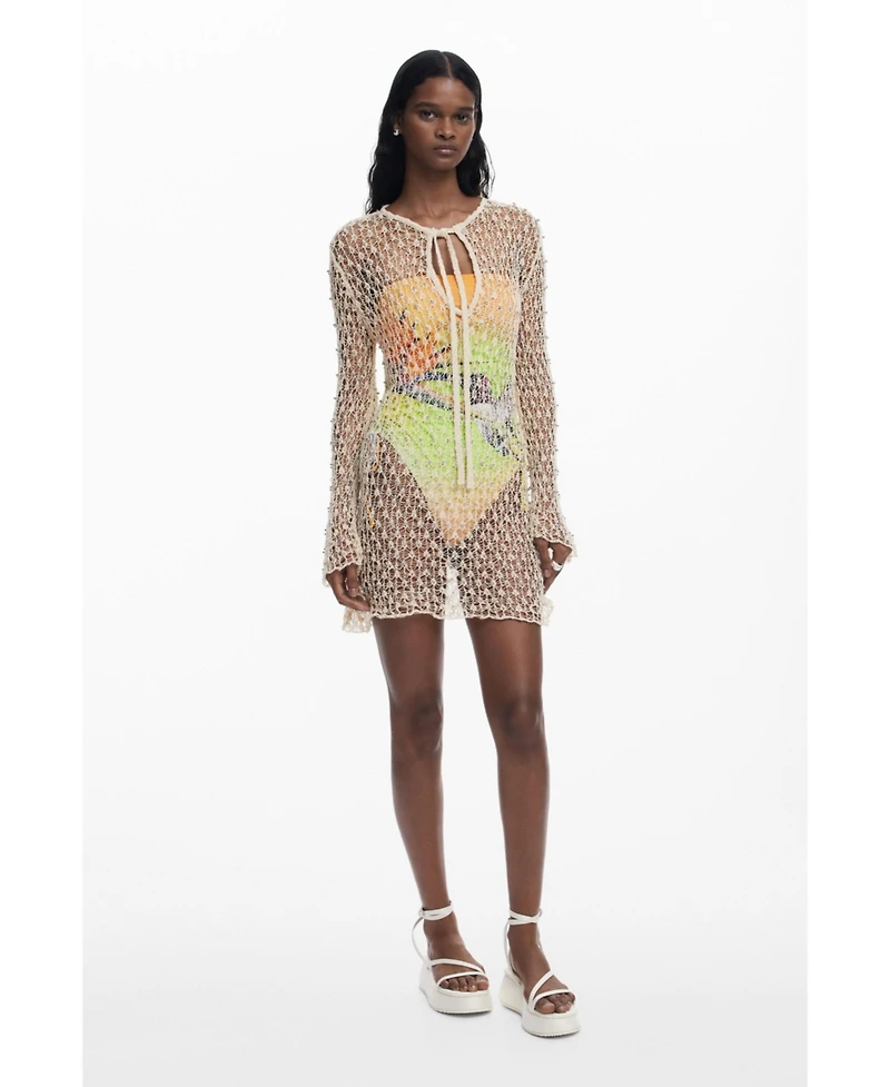 Desigual Women's Beaded crochet dress