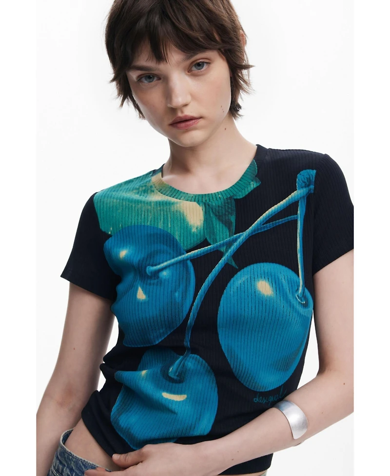 Desigual Women's Cherry Perkins collar T-shirt