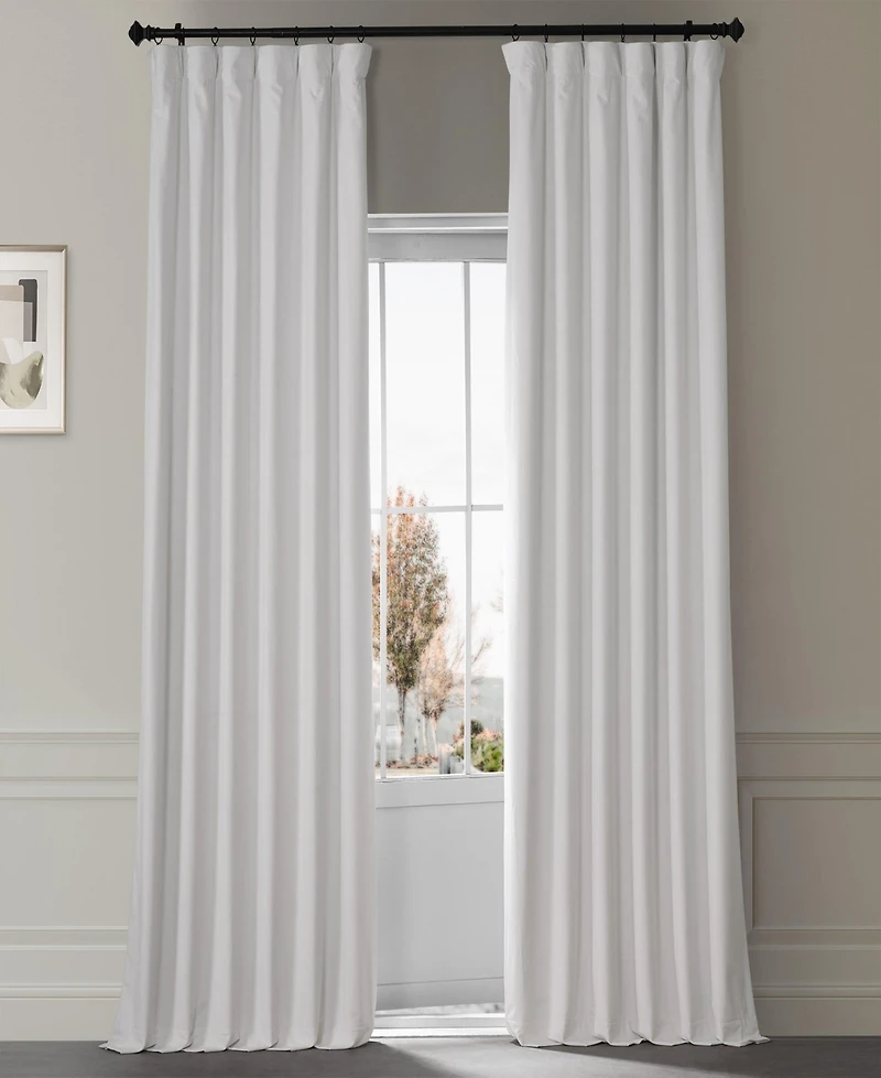 Half Price Drapes Misty White Signature Plush Velvet Hotel Blackout Curtain