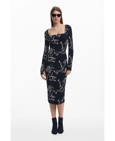 Desigual Women's Square neckline dress Lettering