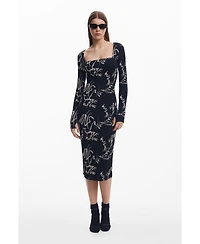 Desigual Women's Square neckline dress Lettering