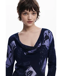 Desigual Women's Asymmetric collage blouse