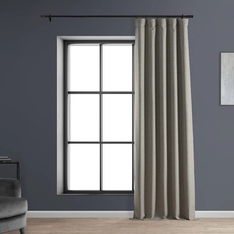 Half Price Drapes Destination Slate Faux Linen Hotel Blackout Curtain