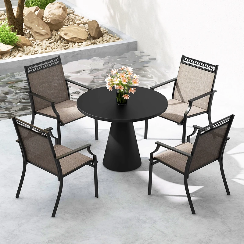 Gymax Patio Dining Chairs Set of 4 All Weather Outdoor Chairs w/ High Back & Armrests