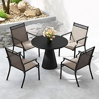 Gymax Patio Dining Chairs Set of 4 All Weather Outdoor Chairs w/ High Back & Armrests