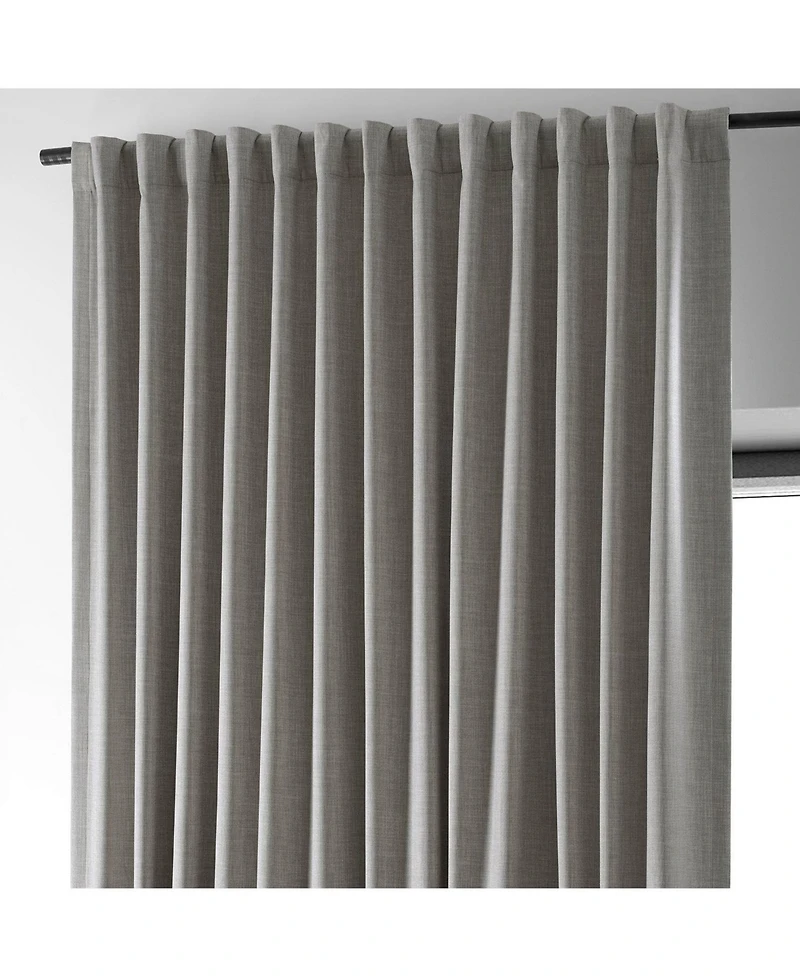 Half Price Drapes Dark Greige Extra Wide Performance Linen Hotel Blackout Curtain