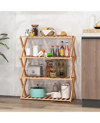 4-Tier Foldable Shoe Rack with Slatted Shelves for Compact Entryway Storage