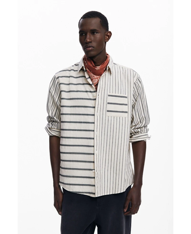 Desigual Men's Asymmetric striped shirt