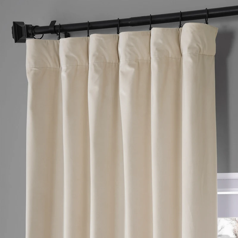 Half Price Drapes Diva Cream Signature Plush Velvet Hotel Blackout Curtain