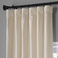 Half Price Drapes Diva Cream Signature Plush Velvet Hotel Blackout Curtain
