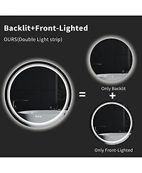 Luvodi 24" Round Shape Led Bathroom Mirror Anti-Fog Wall Mounted Backlit Vanity Mirror