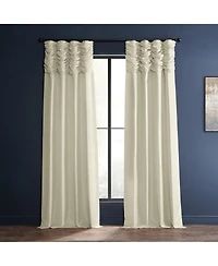 Half Price Drapes Off White Ruched Vintage Textured Faux Dupioni Silk Curtain