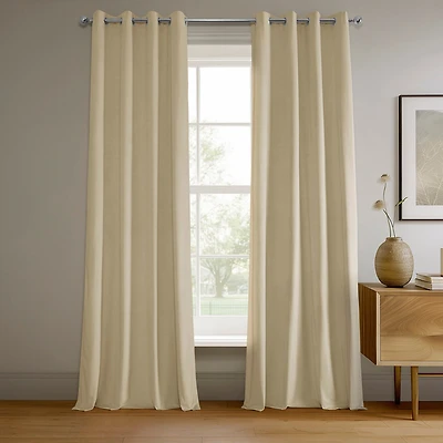 Half Price Drapes Neutral Ground Grommet Signature Velvet Blackout Curtain