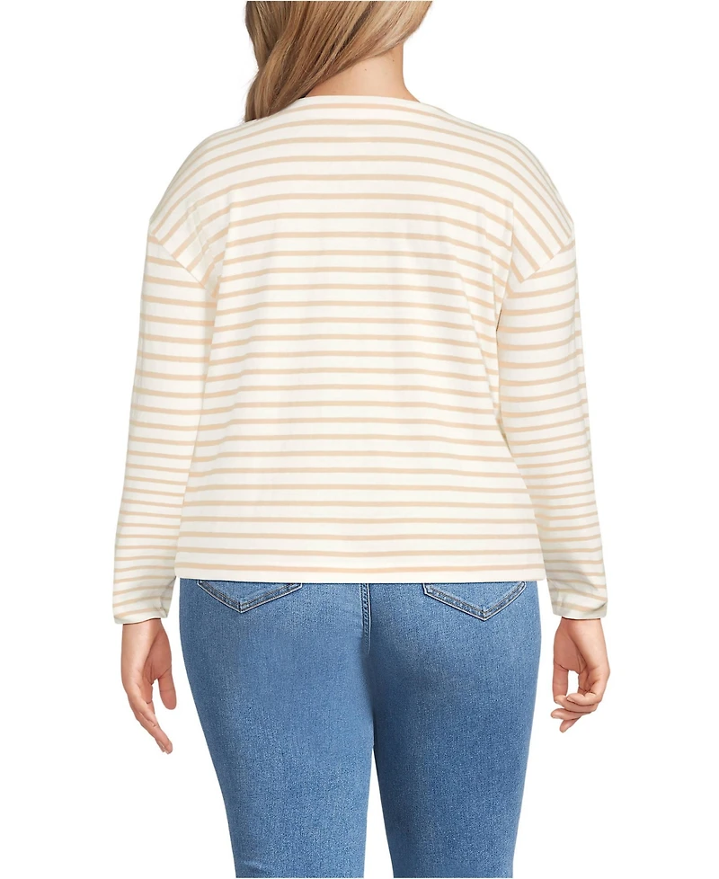 Lands' End Plus Long Sleeve Mariner Jersey Crewneck Tee
