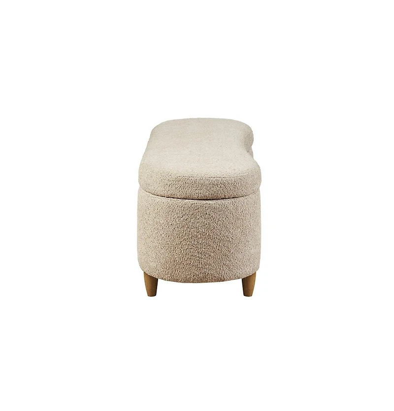 Flip Top Storage Bench in Taupe, Upholstered Storage Ottoman with Solid Wood Legs-The Pop Home