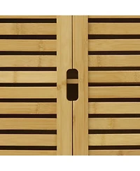 Unho Bathroom Wall Cabinet: Bamboo Wood Kitchen Wall Mounted Medicine Cabinet with 3 Shelves