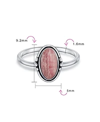 Bling Jewelry Western Boho Delicate Bezel Set Oval Cabochon Natural Stone Ring 1MM Thin Band Sterling Silver