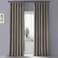 Half Price Drapes Library Taupe Signature Plush Velvet Hotel Blackout Curtain