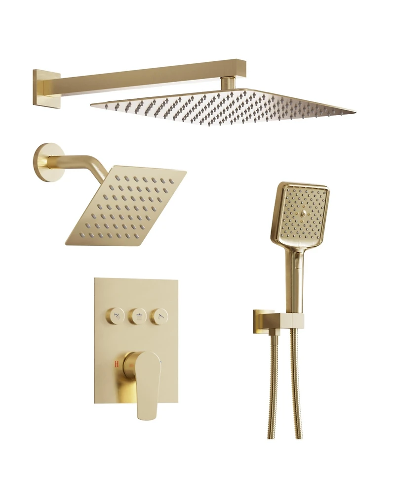 Mondawe 3-Function Dual Shower Head Pressure-balanced System with 4 Sprays Handheld