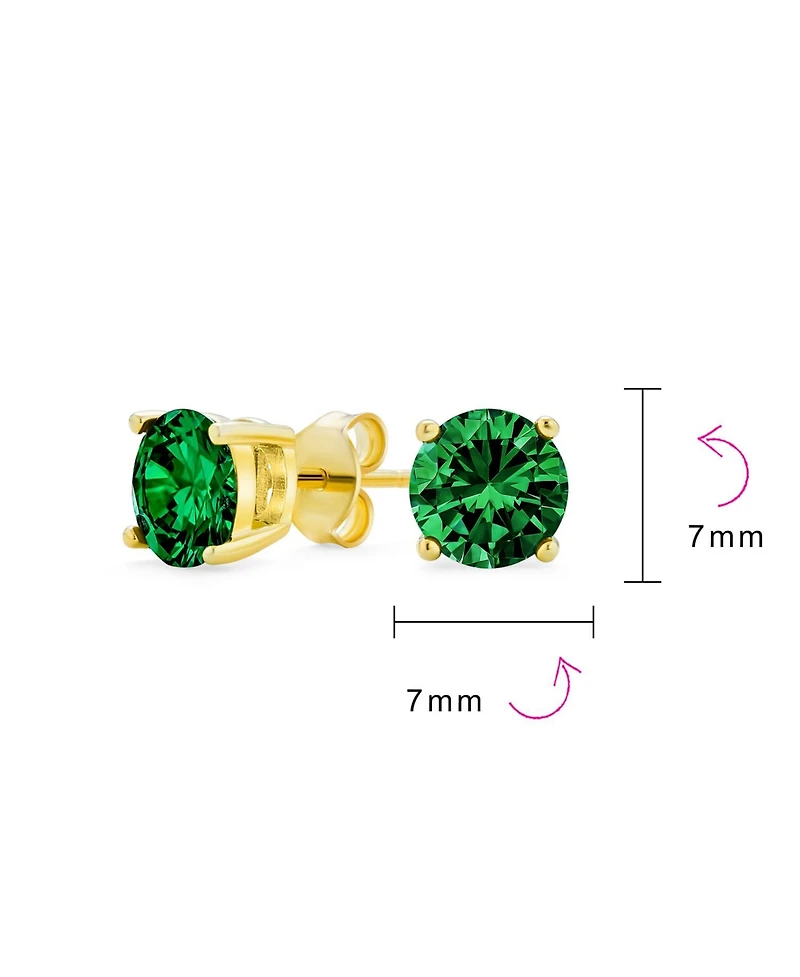 Bling Jewelry 1-2 Ct Round Cz Stud Earrings Pink, Red, Blue, Brown, Green, 14K Gold/Silver