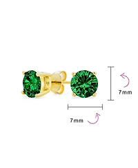 Bling Jewelry 1-2 Ct Round Cz Stud Earrings Pink, Red, Blue, Brown, Green, 14K Gold/Silver