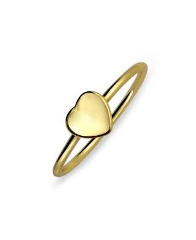 Bling Jewelry Tiny Minimalist Silver Ring with Heart Shape Initial Monogram Gold Plated Sterling