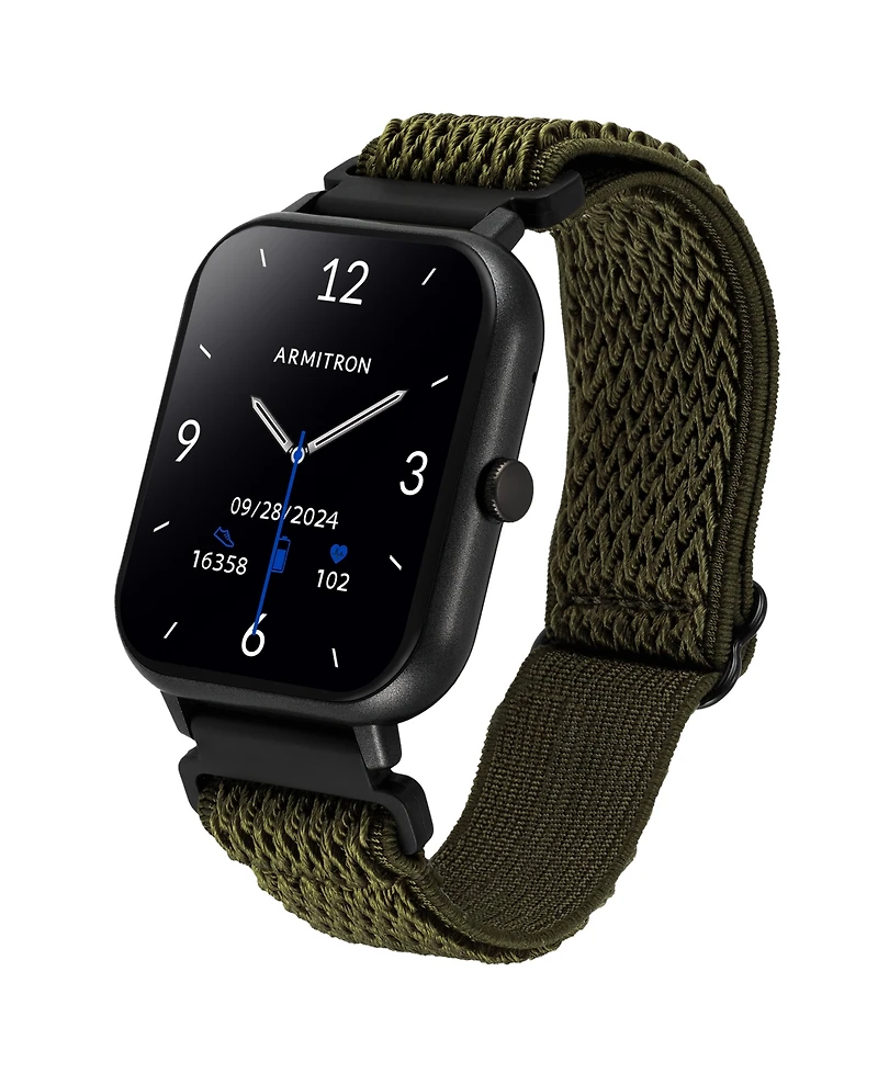 Armitron Connect Eclipse Dark Green Woven Elastic Smartwatch, 45mm