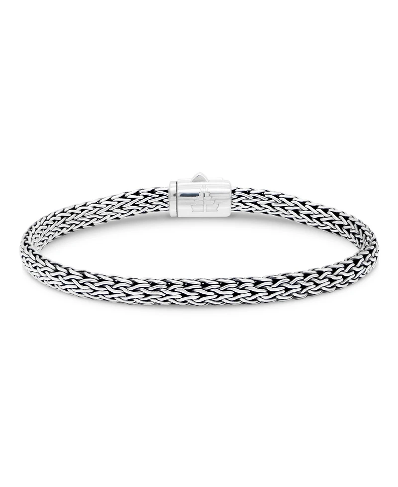 Black Spinel & Sterling Silver Dragon Bone Oval 5mm Chain Bracelet