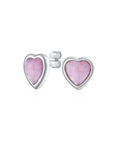 Bling Jewelry Lovers Bezel Set Green Jade Heart Stud Earrings Sterling Silver Gift