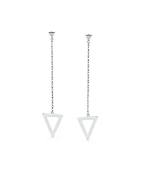 Bling Jewelry Minimalist Geometric Dangle Earrings 14K Gold Plated Sterling Silver Triangle Design