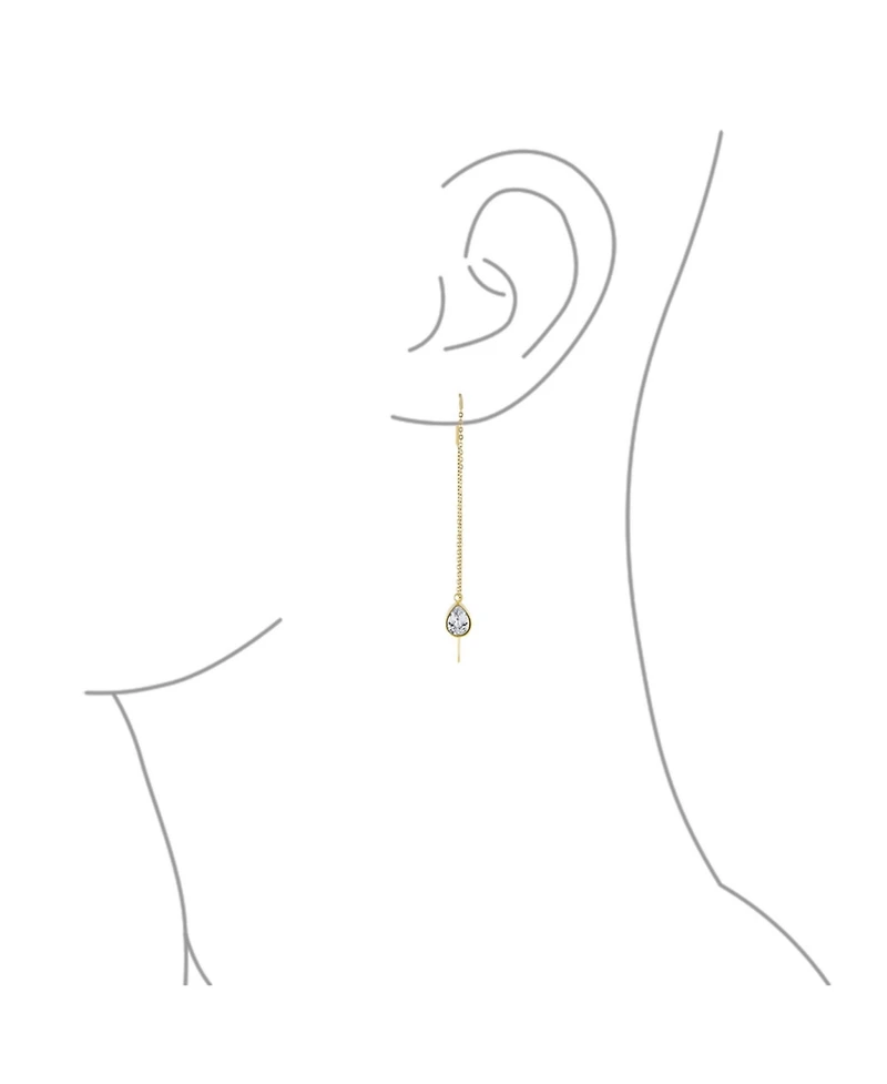 Bling Jewelry Set of 2 Geometric Minimalist Dangle Chandelier Earrings with Cz Teardrop Rose Gold Plated