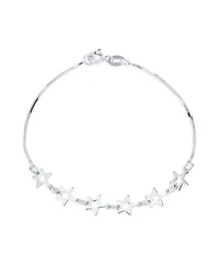 Bling Jewelry Dainty Celestial Chain Link Bracelet with Stars Sterling Silver 7-7.5 Inch