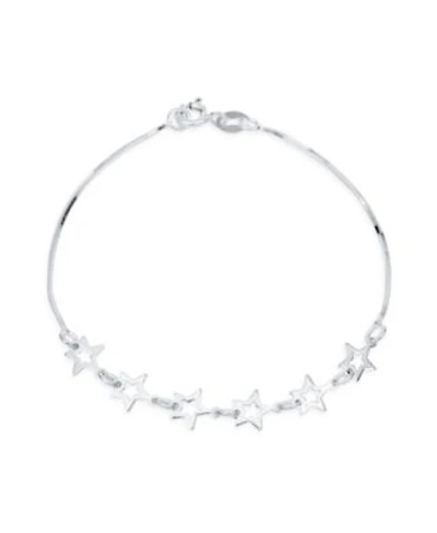 Bling Jewelry Dainty Celestial Chain Link Bracelet with Stars Sterling Silver 7-7.5 Inch