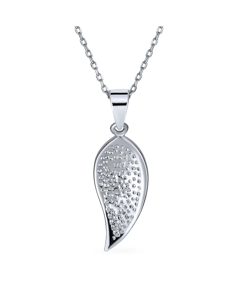 Bling Jewelry Blue Fire Opal Leaf Pendant Necklace in Sterling Silver