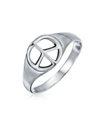 Bling Jewelry Sterling Silver Ring with World Peace Signet