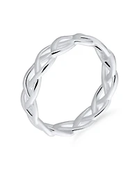 Bling Jewelry Silver Ring: Open Braided Band Wheat Weave Woven Wire Rope Cable Eternity Sterling